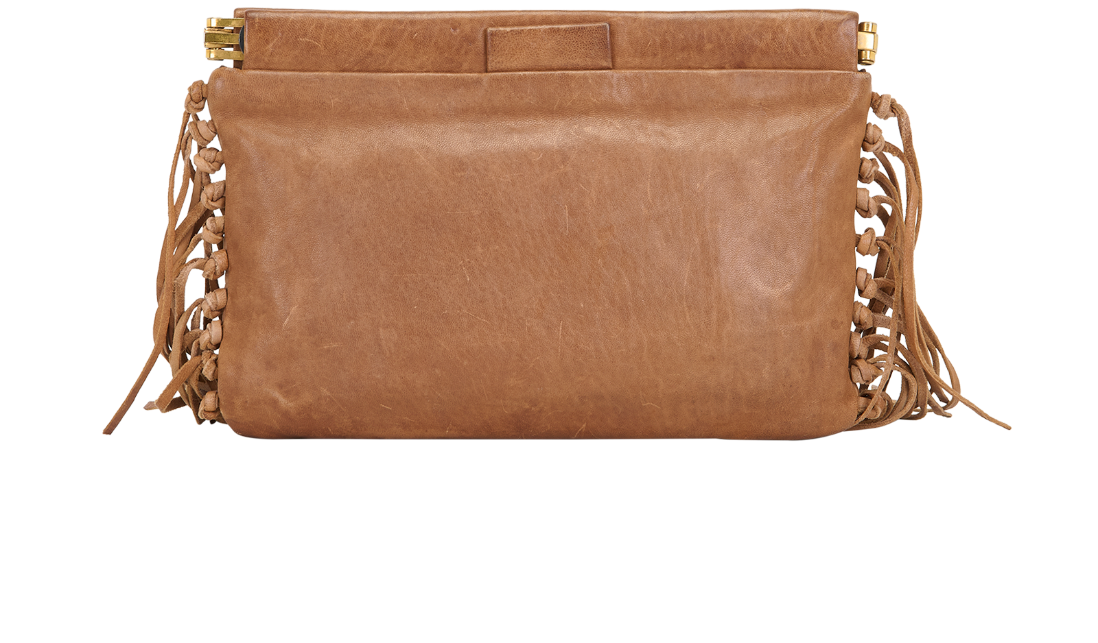 Fringe Clutch, &pound;320, Handbags, Brown, Leather, Back view